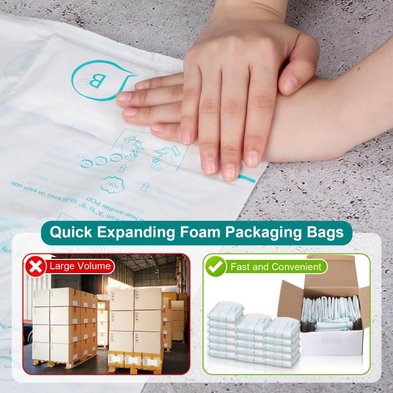 Innconee 16 Pack Foam Bag for Shipping 21""x 23"" Foam Expanding Packaging Bags, Handy Packing Bag, Instant Pack Quick Expanding Bags for Packing Mailing Shipping - Image 5